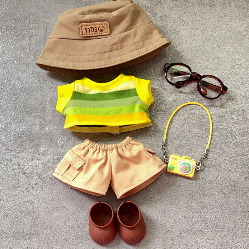 一二三代拉布布夏日T恤换装渔夫帽衣服爆款站姿换装挂件配饰|undefined