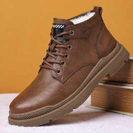2025新款马丁靴男士工装中筒短靴英伦加绒潮流四季款高帮棉靴男鞋