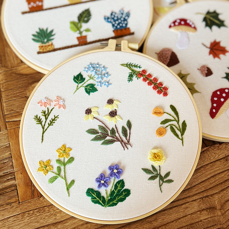 Estudiantes pequeños pinturas de tela frescas bordadas tridimensionales pinturas europeas bordadas a mano bolsas de materiales diy