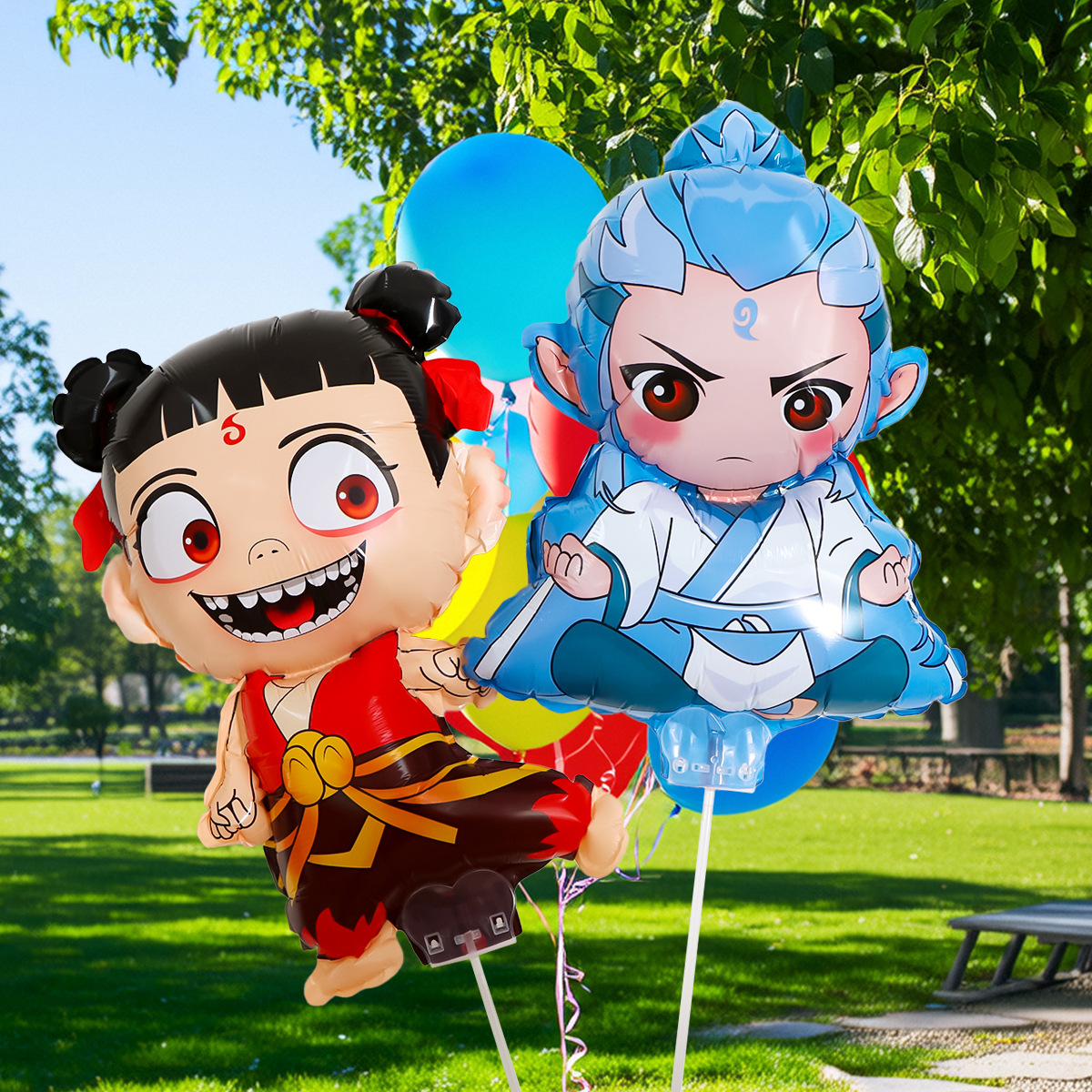 Nuevo modelo de Nezha 's diablo niño haciendo el mar globo de aluminio regalos del mercado nocturno Nezha juguetes de globo de dibujos animados