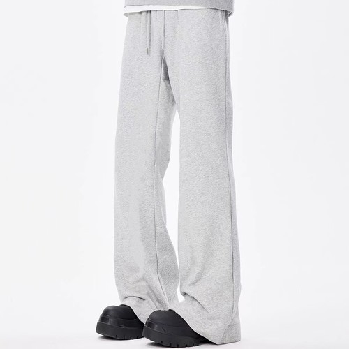 Men's Loose Straight Leg Grey Sweatpants 2025 New Arrival Cotton Spring and Autumn Youth Wide Leg Casual Pants