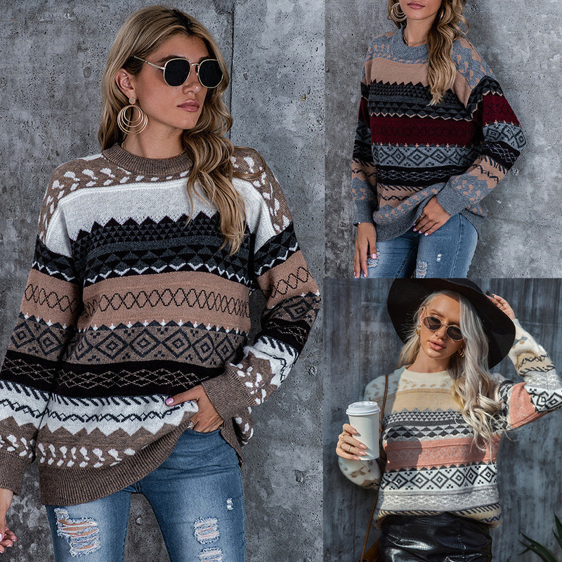 European and American Knitwears Are Exclusively for Cross-Border Independent Stations, Popular Knitted Knitwears, Diamond-Shaped Pullovers, Lazy Style Loose Knitwears for Women European and American Knitwears Are Exclusively for Cross-Border Independent Stations, Popular Knitted Knitwears, Diamond-Shaped Pullovers, Lazy Style Loose Knitwears for Women