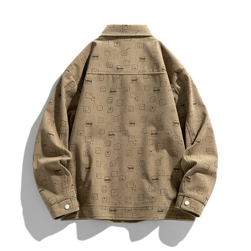 Primavera y otoño chaqueta de hombre de velcro chaqueta de solapa de moda de moda casual impresa completa chaqueta de chaqueta de tamaño grande simple para hombres