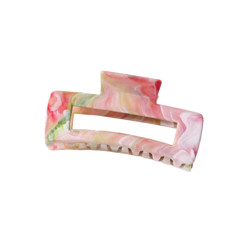 Stoving Varnish Design Casual, Simple Style, Streetwear Style New Arrival Marble Color Rectangular Grip High-Grade Sense Niche Updo Imitation Acetic Acid Shark Clip Hair Accessories Headdress
