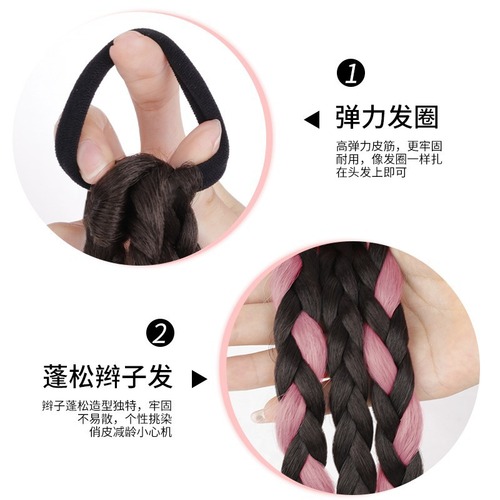 y2k hot girl braided double ponytail wig braids boxer braids dreadlocks hair accessories twist braids wig fake braids colorful braids