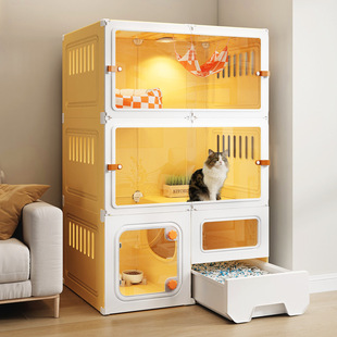 Cat Cage Home Indoor Villa One Room One Hall One Bathroom Large Space Cat Nest with Toilet Integrated Small Apartment Dipeng