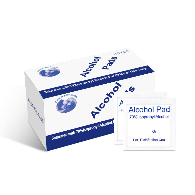 Wholesale disposable alcohol cotton mobile phone screen glasses nail cleaning and disinfection wipes 100 pieces of independent packaging