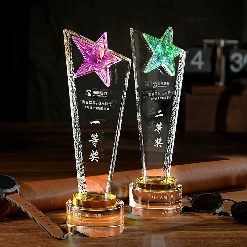 Креативная пятиконечная звезда, хрустальный трофей, ежегодная встреча компании, награда выдающегося сотрудника, большая красочная медаль, бесплатная гравировка