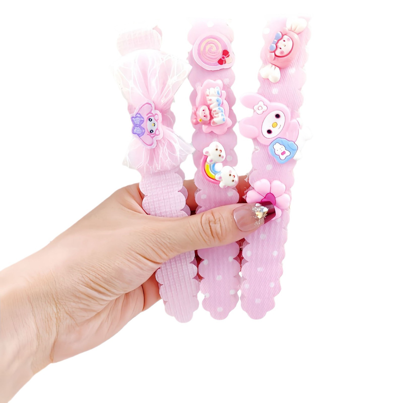 Niños nuevos Koolomi velcro para el cabello chicas coreanas en línea frange pegatinas de cabello rotas pegatinas de dibujos animados bandas de cabello toque