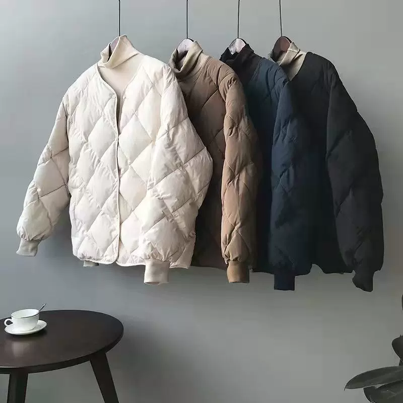 外贸畅销菱格棉服女短款2025冬季新款面包服爆款羽绒棉衣无领棉袄