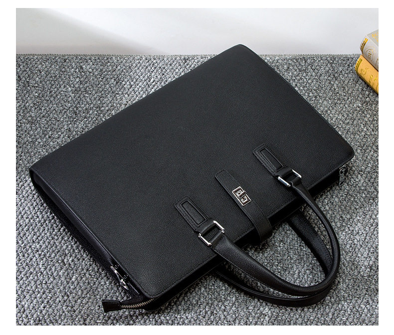 Cặp da nam da bò thật đeo vai đựng laptop 15.6 inch cao cấp sang trọng — Da bò lớp đầu họa tiết kim cương chi tiết 17