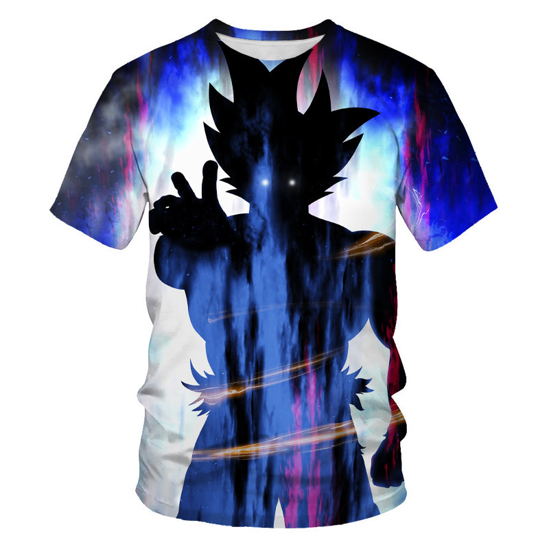 Nuevo producto AliExpress estilo explosivo tendencia super fuego anime serie Dragon Ball camiseta hombre impresión digital 3D dibujos animados europeos y americanos