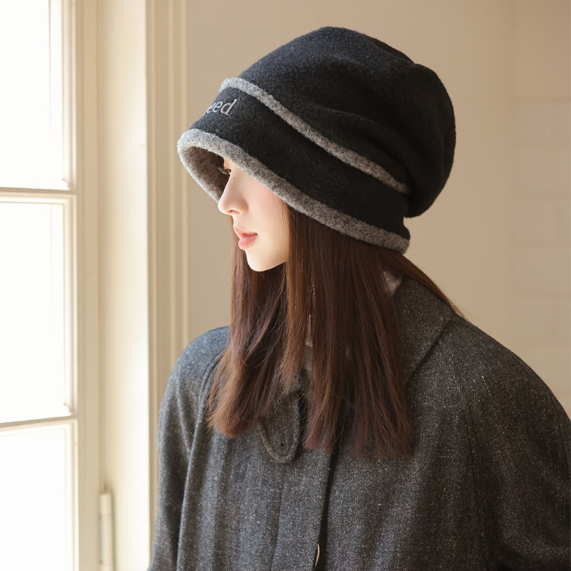 Cappello turbante versatile in stile coreano da pescatore, per esterni, autunno inverno, per donna, con ampia circonferenza della testa, che snellisce il viso._voghion.com