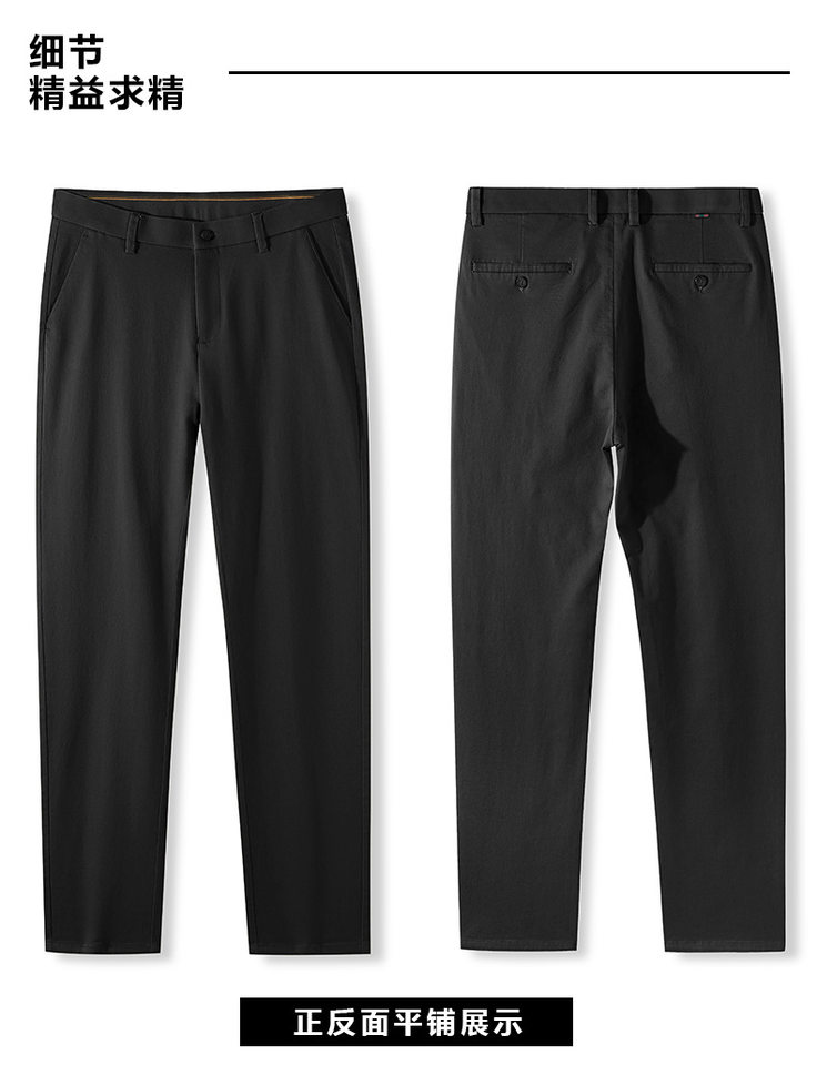 Quần dài nam ống đứng cạp vừa co giãn, chất cotton pha, không cần ủi — Màu xanh hải quân, màu kaki, màu xám, màu đen chi tiết 24