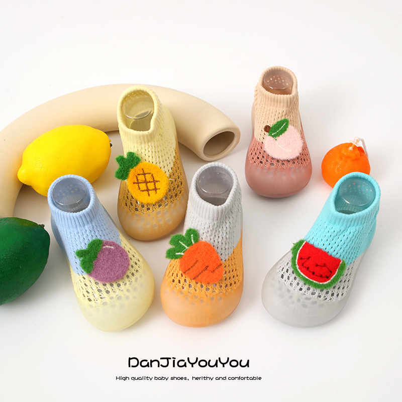 廠家直銷夏季拼色镂空寶寶襪子學步鞋可愛風軟底鞋透氣兒童男女鞋