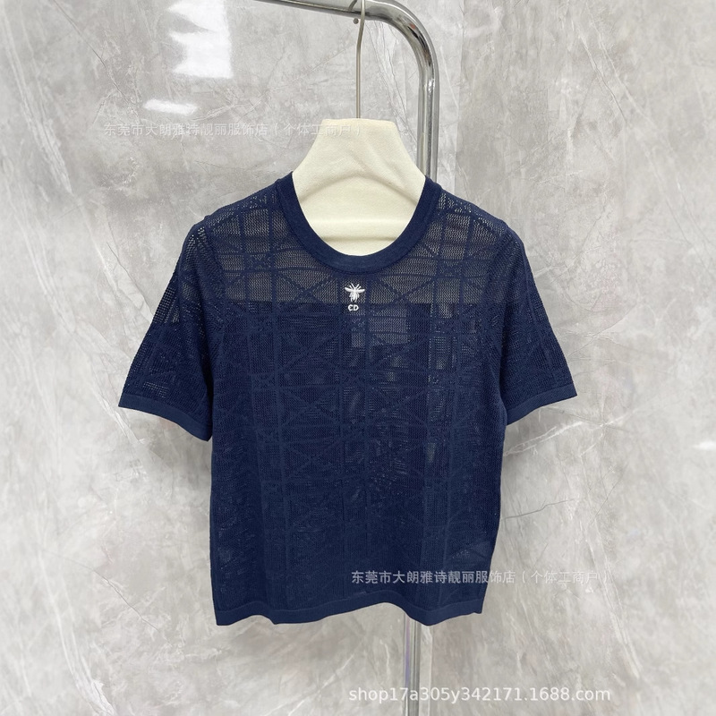 深センNanyou高バージョンCDホーム25春夏新作中空刺繍ラウンドネック半袖セータートップ女性用|undefined