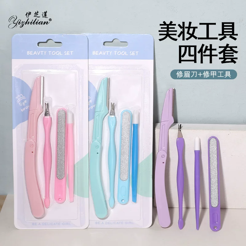 Razor, exfoliating manicure tools set for nails