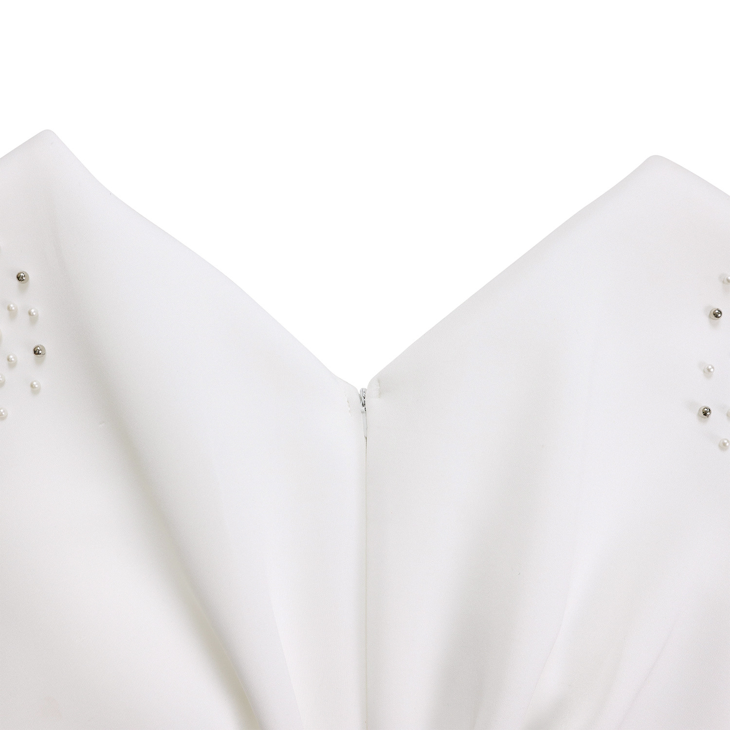 Robe de soirée sexy à col en V et à volants avec fente perlée, robe de banquet de tempérament de célébrité_voghion.com
