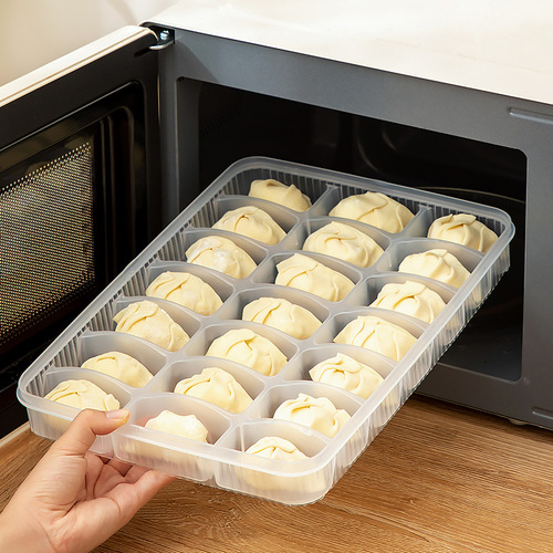 Refrigerator crisper compartmented food storage box with lid plastic food grade dumpling box freezer box large capacity