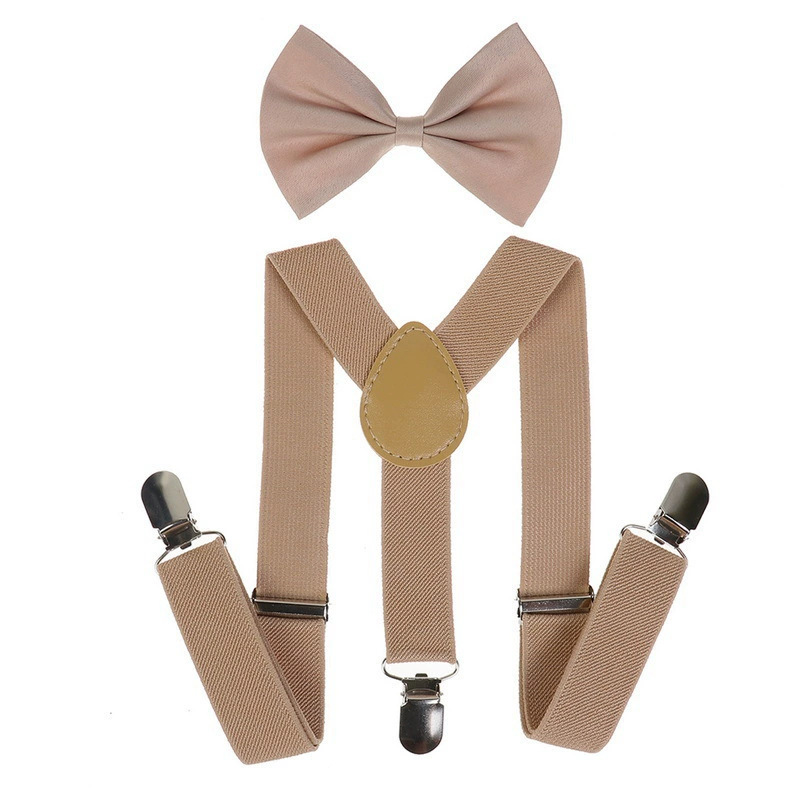 Children's 3-clip Y-shaped elastic shoulder strap+bow tie