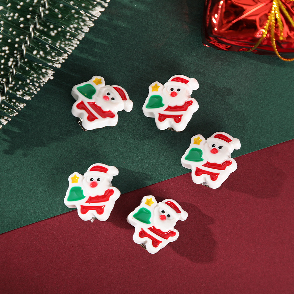 Christmas Tree, Snowman, Elk Pattern Women's Gender Christmas Cute Women's Christmas Tree Snowman Elk Plastic Hair Clip