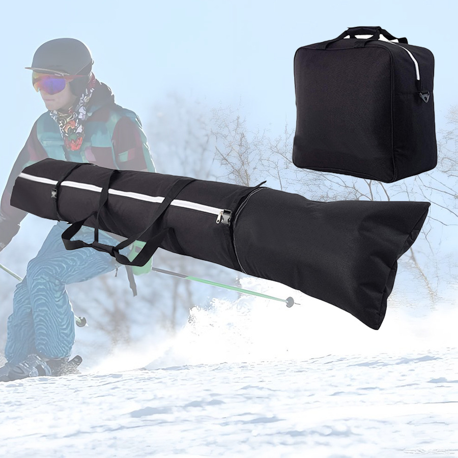 Outdoor ski board bag + snow shoe equipment bag two-piece set, can hold snowboards up to 200cm and ski boots up to US size 13
