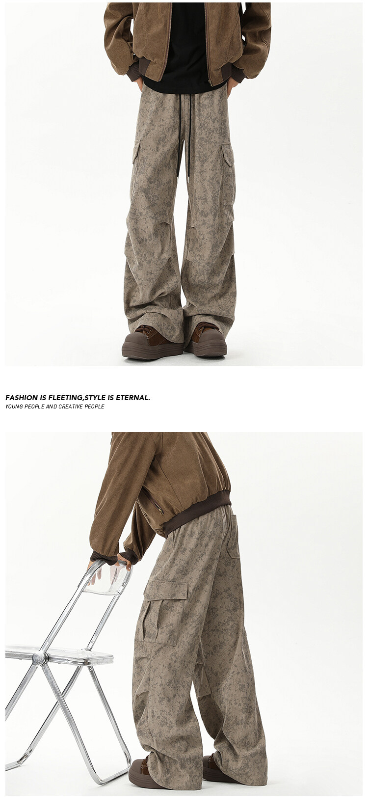 Men's Wasteland Style Marble Pattern Corduroy Work Pants Casual_voghion.com