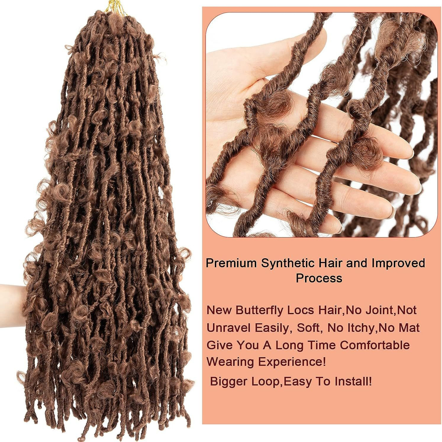 Temu/shein mariposa crochet cabello peluca africana trenza sucia Butterfly locs peluca de ganchillo