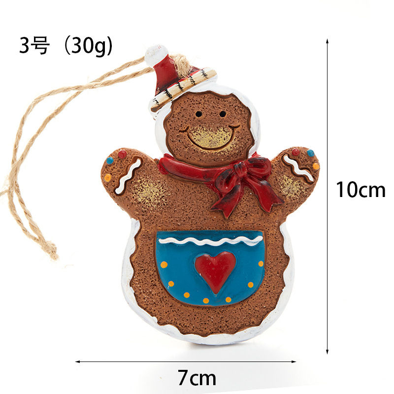 Resina de madera de jengibre hombre pequeño colgante de Navidad árbol de Navidad decoración colgante simulación pequeña galleta hombre colgante