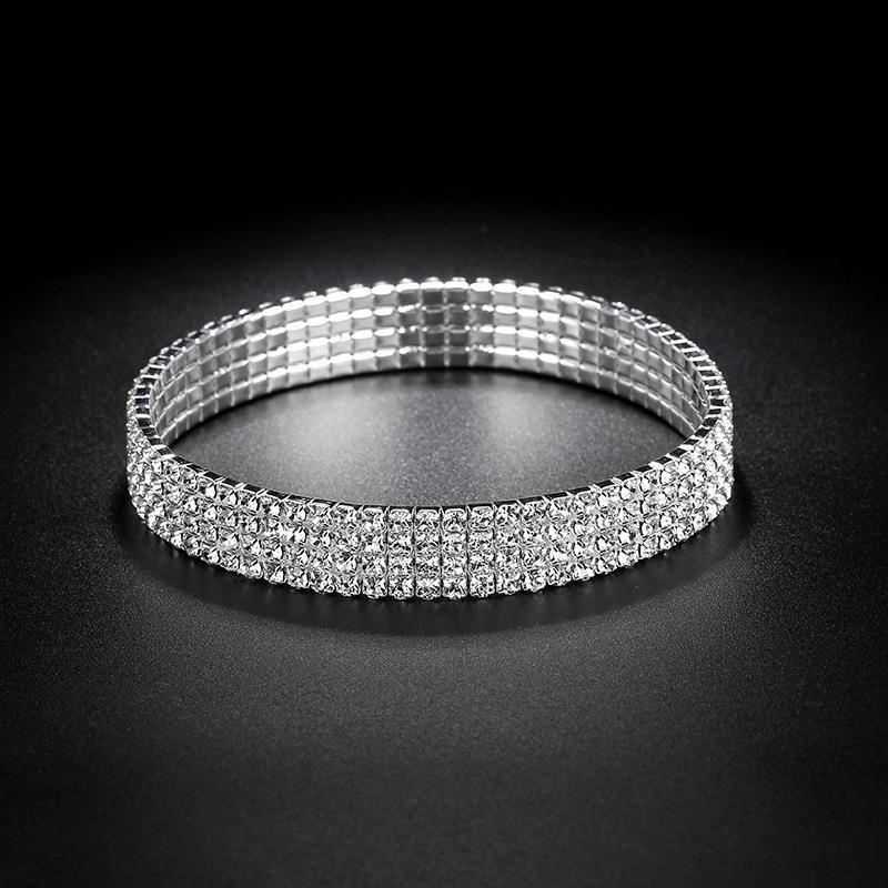 Silver Bridal Full Diamond Anklet Korean Style Single Row Flash Diamond Elastic Diamond Anklet Crystal Anklet Fashionable and Easiest for Match Style Silver Bridal Full Diamond Anklet Korean Style Single Row Flash Diamond Elastic Diamond Anklet Crystal Anklet Fashionable and Easiest for Match Style