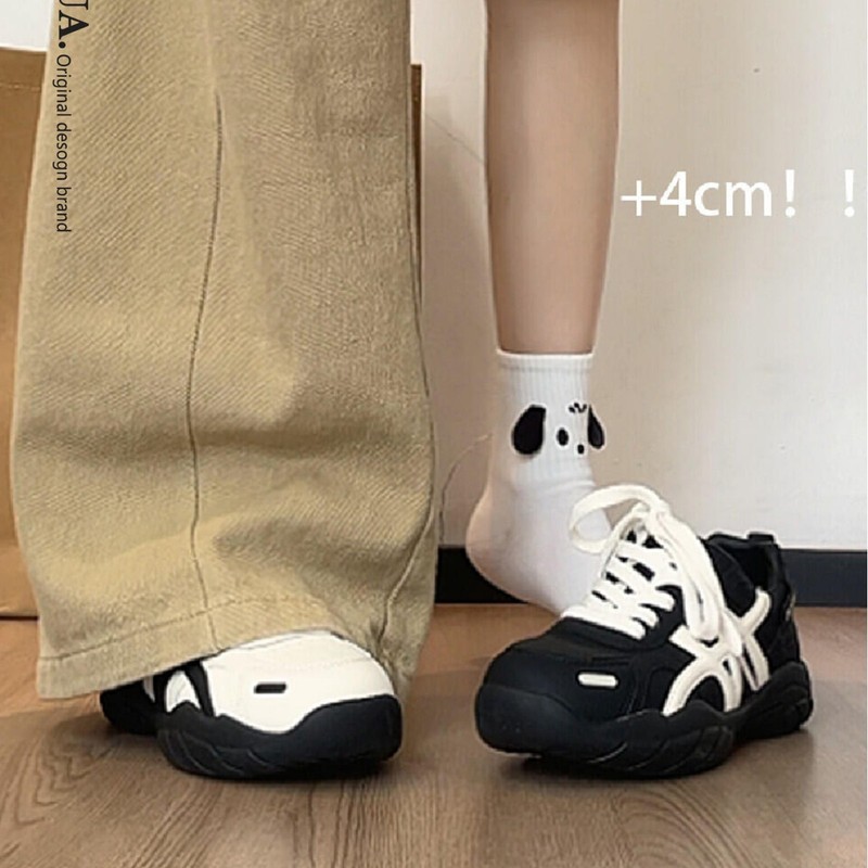 牛皮版~厚底内增高真皮德训鞋女2025秋冬新款阿甘运动休闲板鞋|undefined