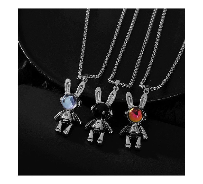 Hip-Hop Geometric Titanium Steel Natural Stone Necklace 1 Piece