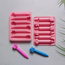 6连蝴蝶花朵蜡笔663饼干硅胶模具糖果布丁甜点模具蛋糕烘焙用具