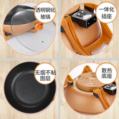 Large-capacity cooking electric cooking pot household cooking electric wok all-in-one dual-purpose medical stone electric cooking pot non-stick pan wholesale