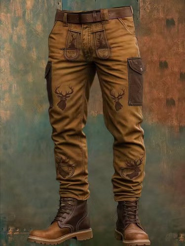 Printed Men's Vintage Jeans Casual Punk Vintage Straight Overalls_mkmklike.com