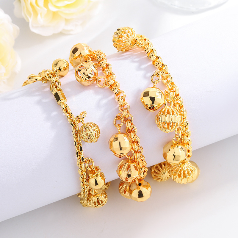Cross-Border Hot-Selling Copper-Plated 18K Gold Bracelet Belly Dance Hanging Coin Bell Bracelet Indian Dance Performance Accessories