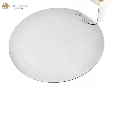 Cross-border 10-inch stainless steel pizza turner, round wooden handle cake spatula, thick large pizza spatula for baking