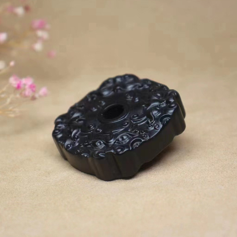 智贝主图_2新疆和田墨玉守护貔貅玉佩饕餮纹兽面威震四方配饰