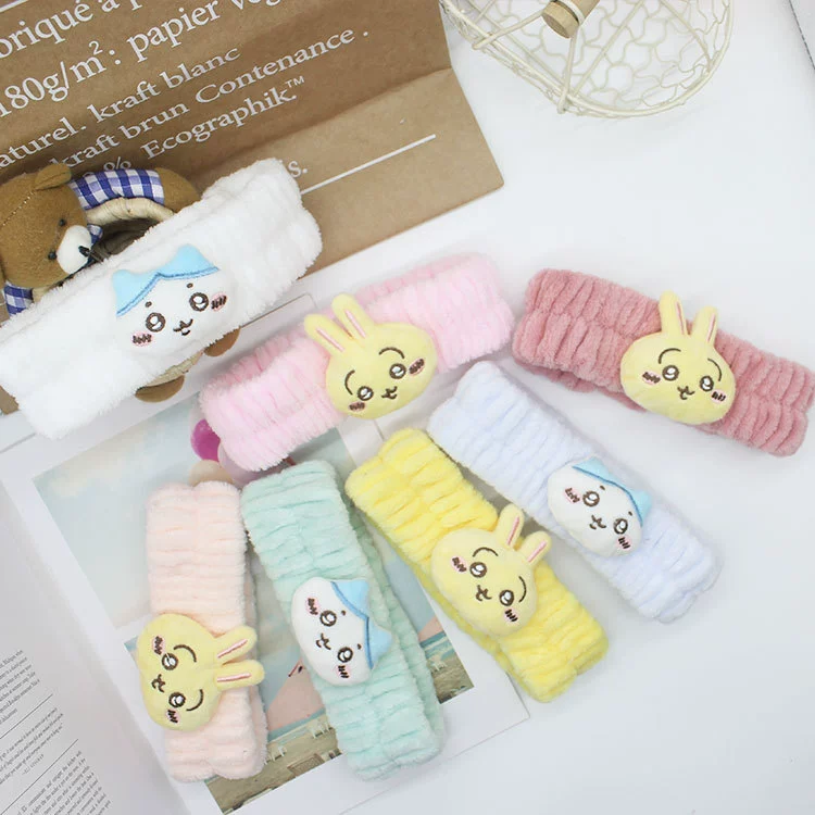 Милая интернет-знаменитость с рисунком Xiaoba, плюшевая повязка на голову, женская корейская маска для макияжа, повязка для волос, портативные туалетные принадлежности, аксессуары для волос, оптовая продажа