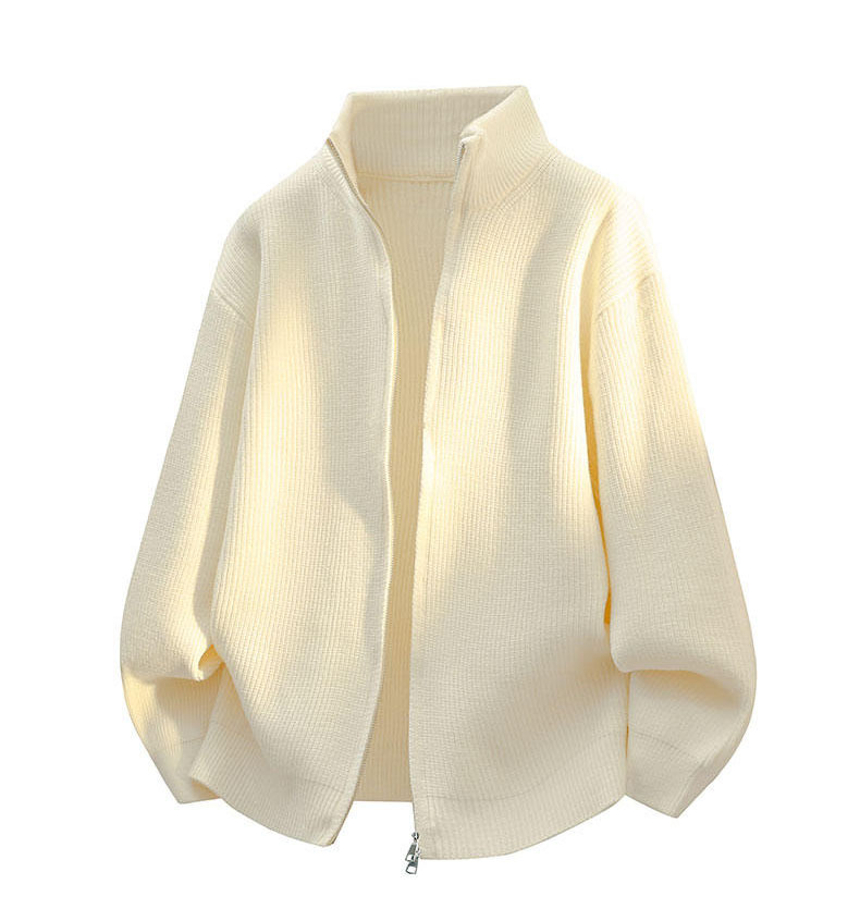 Abbigliamento da uomo Maglione con cerniera da uomo - Cardigan casual oversize (M-XXXL, nero/grigio/beige/rosso)_voghion.com