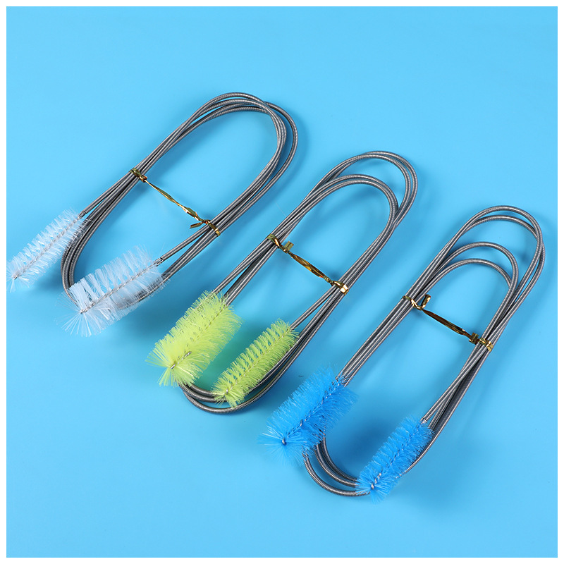 Cepillo de resorte de alambre de nylon de doble cabeza cepillo de limpieza de tanques de peces herramienta de limpieza de tubos de drenaje de acuario al por mayor cepillo de tubos