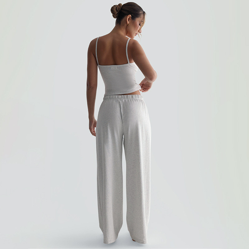 Women's Slim Fit Camisole Vest And Drawstring Trouser Pant Set_voghion.com