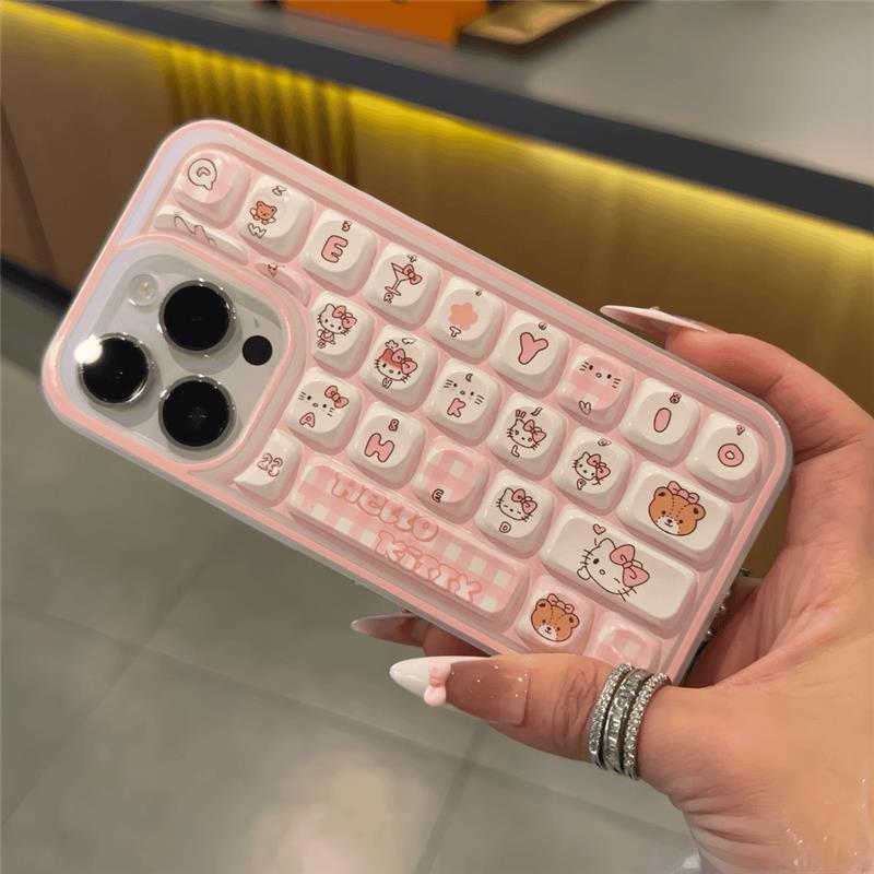 创意KT猫小新苹果16PROMAX手机壳15PRO键盘iPhone15新款13软壳14P|undefined