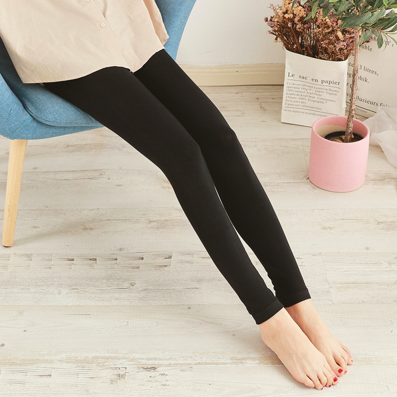 Solid Color Leggings Women's Modal Cotton High Stretch Slim-fit Slim-fit Ankle-length Pants Thickened Foot-standing Warm Cotton Autumn Pants Women