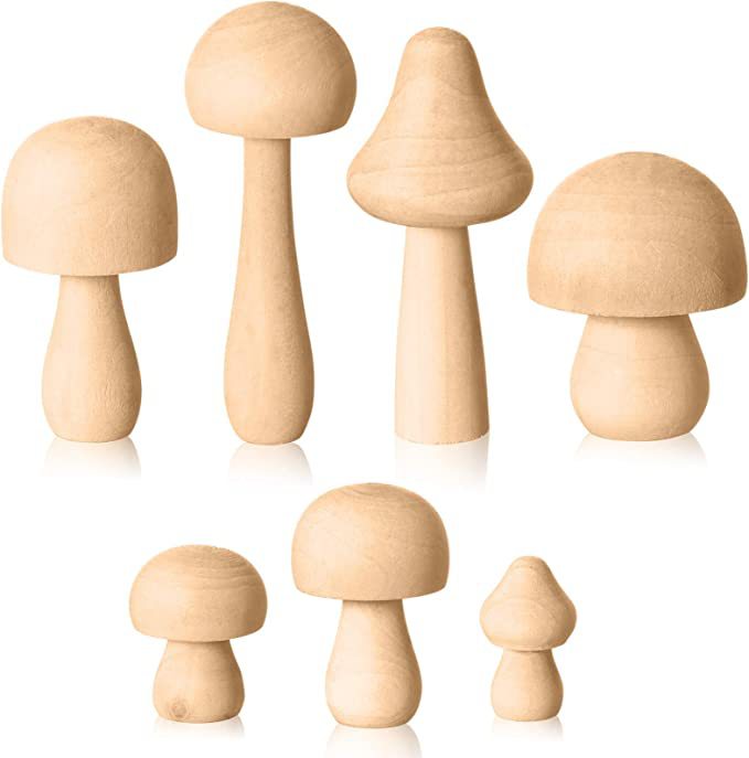 Creative Wood DIY Painted Early Childhood Educational Toys Set Solid Wood Small Mushroom Decoration Wooden Craftwork Wholesale