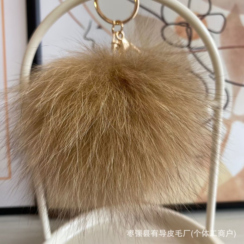 创意真狐狸毛毛球钥匙扣女士箱包挂件diy鞋帽服装毛球挂饰品配件|undefined