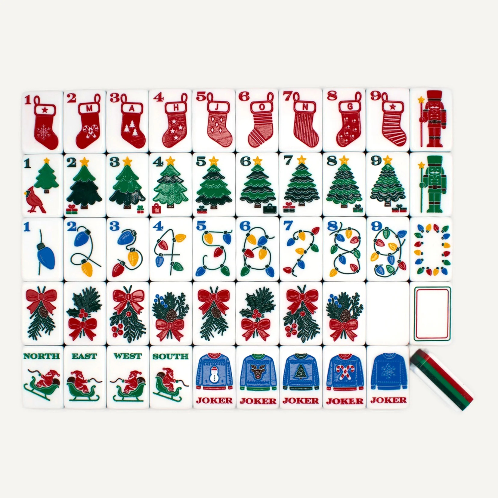(24-hour in-stock, ready to ship) American Mahjong Entertainment Mahjong, five-layer Christmas double-sided carved mahjong