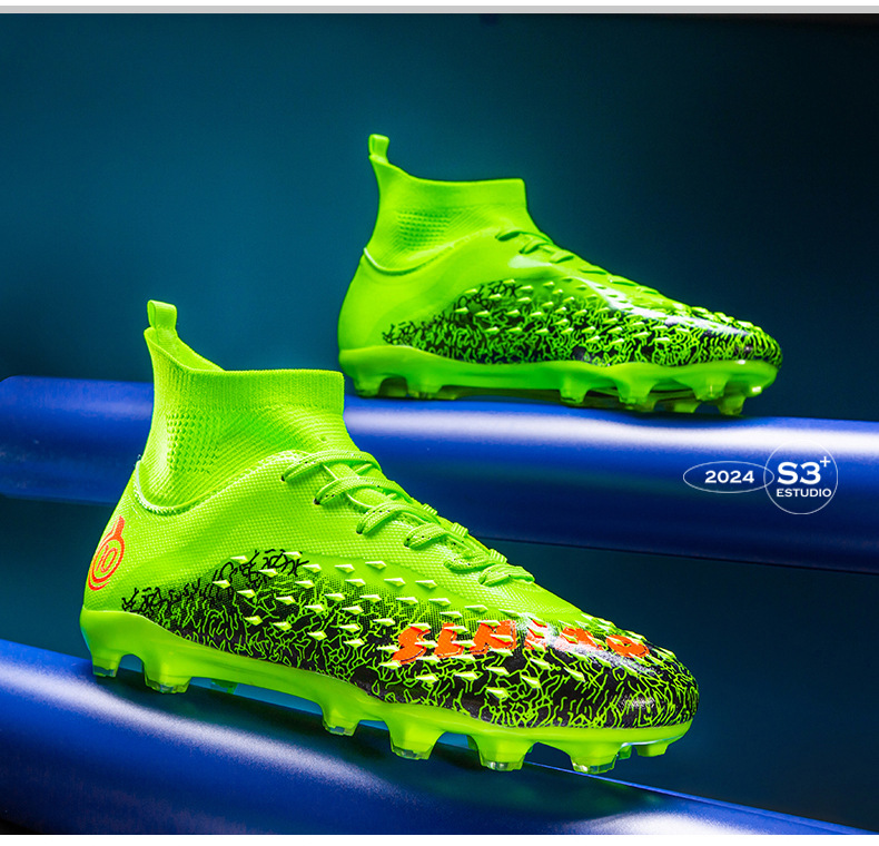 Botas de fútbol AG Long para hombre, para estudiantes, adultos, para exteriores, césped, competición, entrenamiento, con clavos rotos_voghion.com