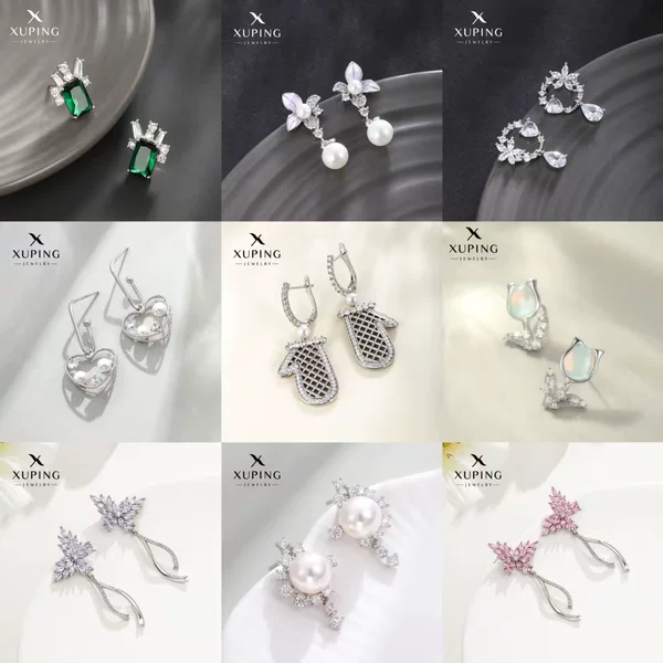 Xuping Jewelry Cross-Border Copper Alloy Electroplated White Earrings Light Luxury Versatile Design Earrings for Women Wholesale