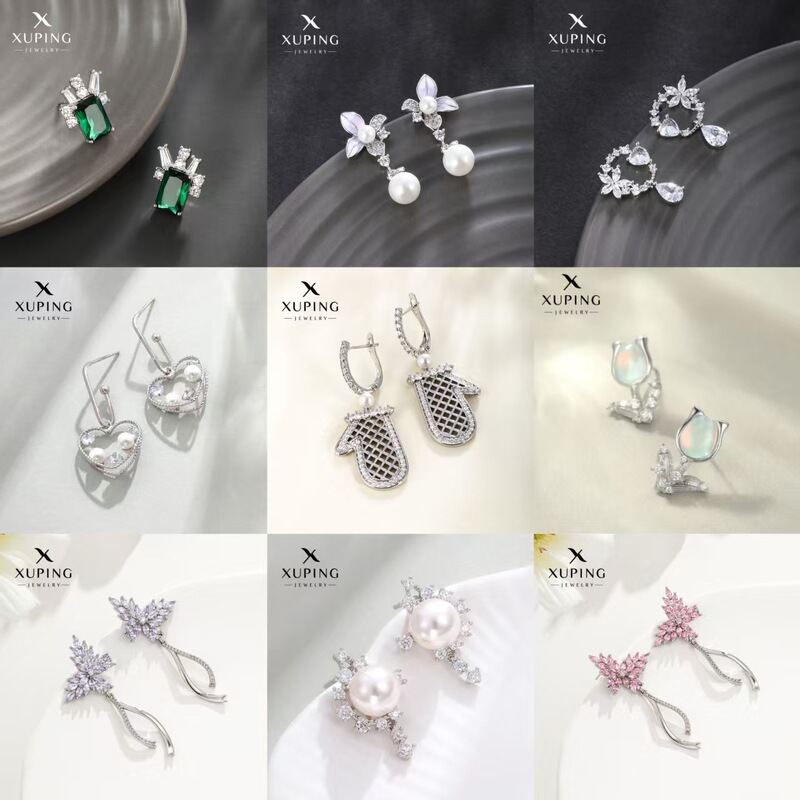 Xuping Jewelry Cross-Border Copper Alloy Electroplated White Earrings Light Luxury Versatile Design Earrings for Women Wholesale